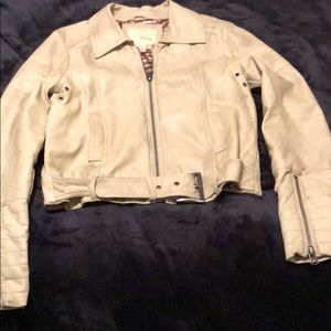 Cream color leather jacket